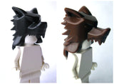 Custom WOLF PELT HELM for  Minifigures Black White or Brown -Castle Viking