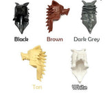 Custom WOLF PELT HELM for  Minifigures Black White or Brown -Castle Viking