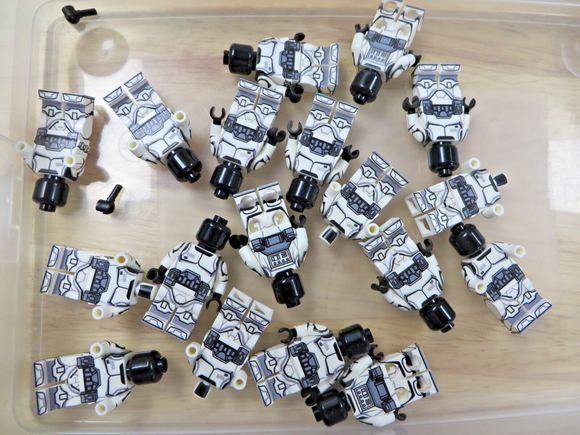 Custom Dark Gray Clone Minifigure Bodies UV Printed on Genuine Lego Parts