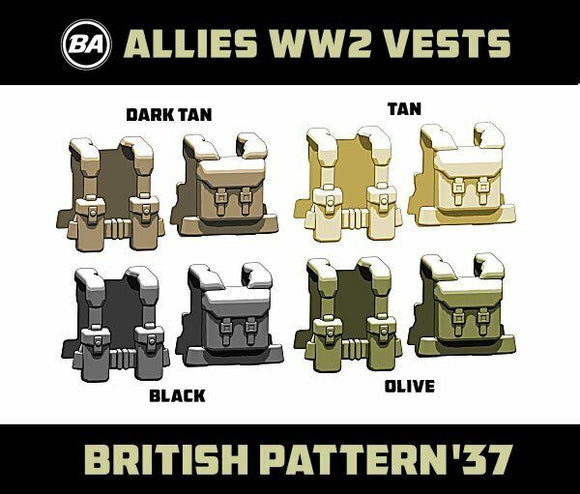 Brickarms British Pattern '37 VEST for WWII Minifigures -Pick your Color!-