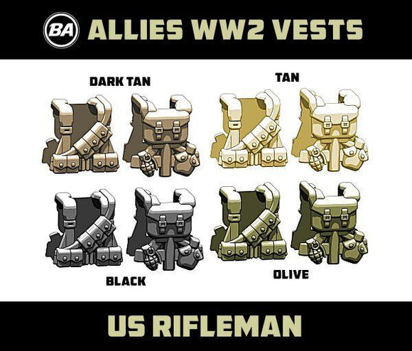 Brickarms WW2 US Rifleman Vest for Custom Minifigures -Pick your Color!-