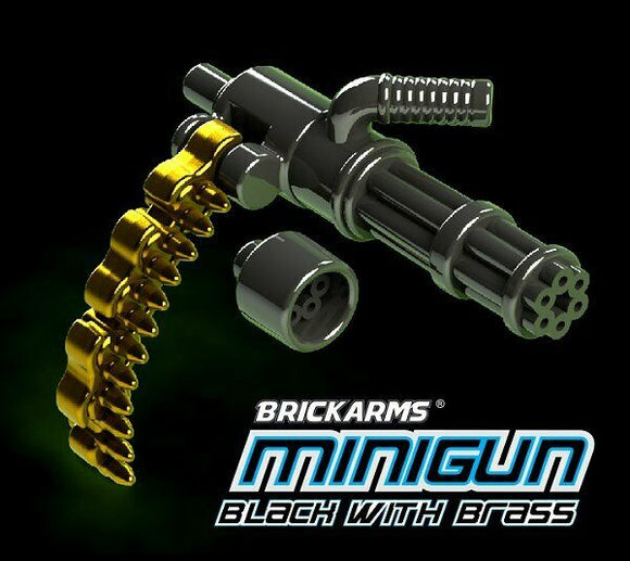 Brickarms MINIGUN w/Ammo for Custom Minifigures NEW - Black/Brass