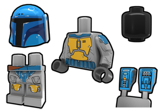Arealight Boba Fett Special Minifigure-Custom Helmet, Vambraces