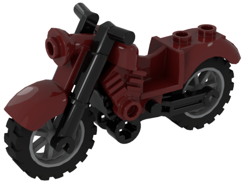 Lego Motorcycle Vintage Style for Minifigures - Dark Red-