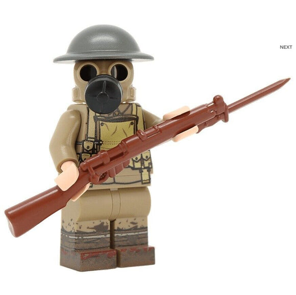 WW1 British Soldier with Gas Mask Minifigure - United Bricks