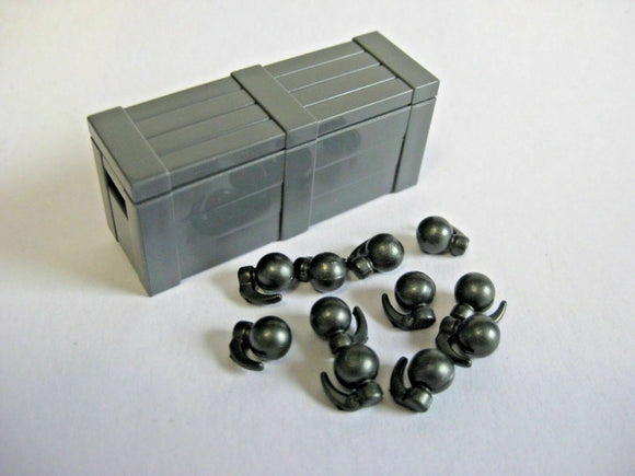 Brickarms GRENADE CRATE for Minifigures WW2 -NEW- Crate + 10 Grenades