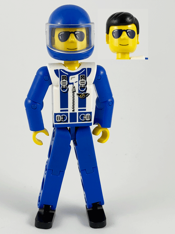 Lego Technic Figure Blue Legs, Helmet  -tech038a- 8232 8222