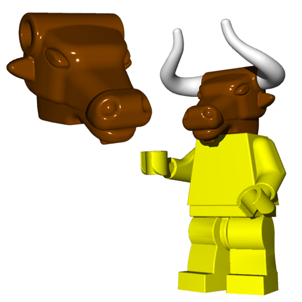 Custom MINOTAUR HEAD With HORNS for Minifigures -Pick your Color