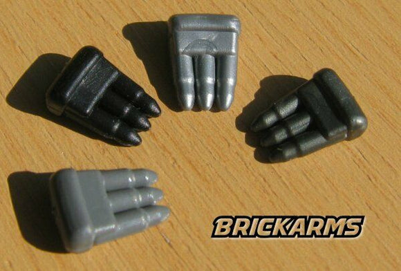BrickArms AMMO CLIP 4 PC LOT for Minifigures -Gunmetal- NEW