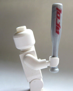 Custom BASEBALL BAT For Minifigures -Silver with Red- Sports