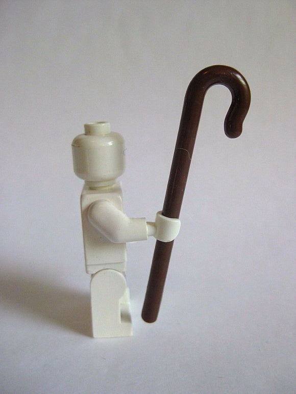 Custom SHEPHERD CROOK Staff Accessory for Minifigures -Reddish Brown-